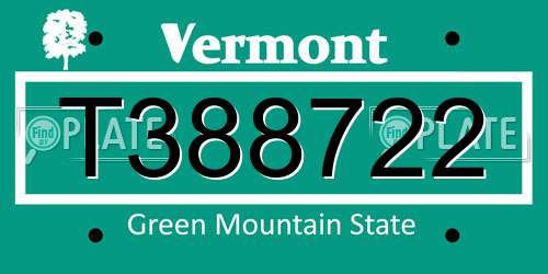 T388722 Vermont License Plate