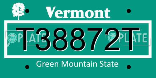 T38872T Vermont License Plate