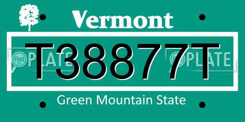 T38877T Vermont License Plate