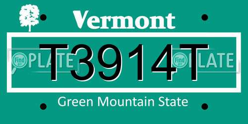 T3914T Vermont License Plate
