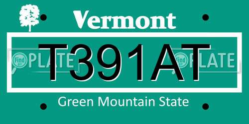 T391AT Vermont License Plate