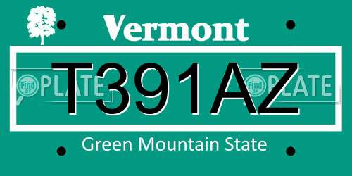 T391AZ Vermont License Plate