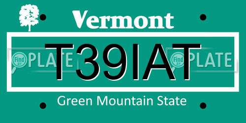 T39IAT Vermont License Plate