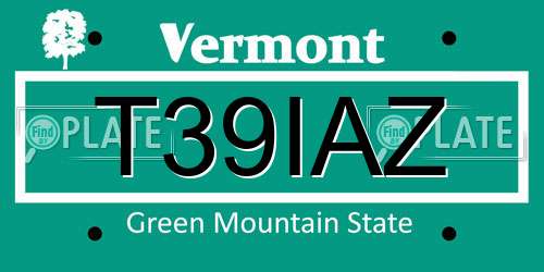 T39IAZ Vermont License Plate