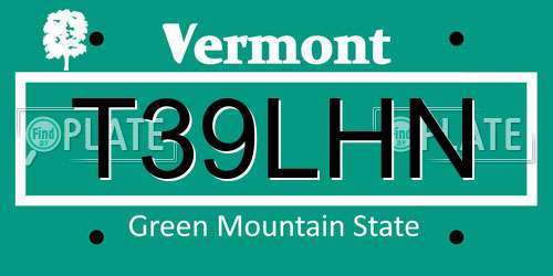 T39LHN Vermont License Plate