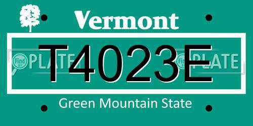 T4023E Vermont License Plate