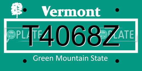T4068Z Vermont License Plate