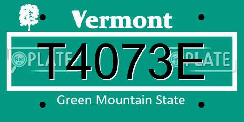 T4073E Vermont License Plate