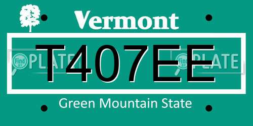 T407EE Vermont License Plate