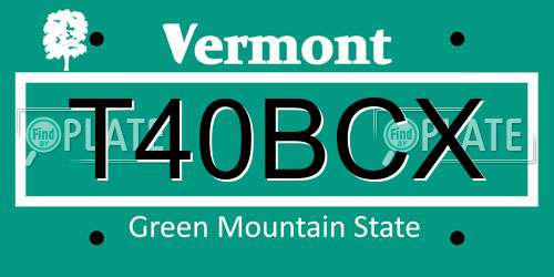 T40BCX Vermont License Plate