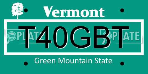 T40GBT Vermont License Plate