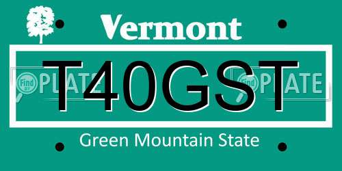 T40GST Vermont License Plate