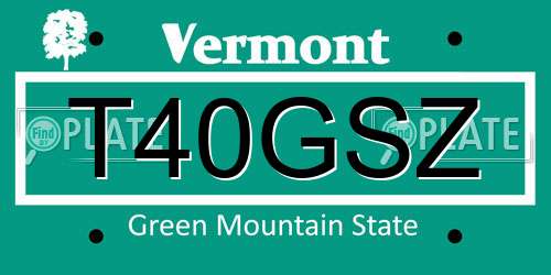 T40GSZ Vermont License Plate