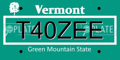T40ZEE Vermont License Plate
