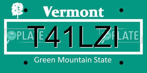 T41LZI Vermont License Plate