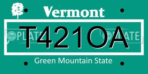 T421OA Vermont License Plate