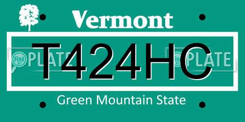 T424HC Vermont License Plate