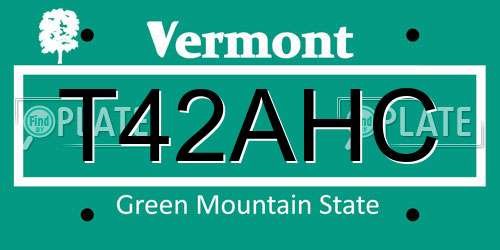 T42AHC Vermont License Plate