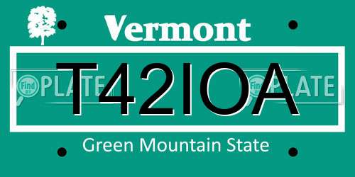 T42IOA Vermont License Plate