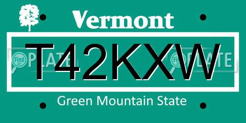 T42KXW Vermont License Plate