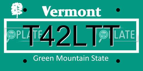 T42LTT Vermont License Plate