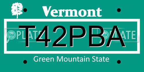 T42PBA Vermont License Plate