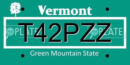 T42PZZ Vermont License Plate