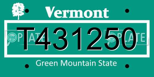 T431250 Vermont License Plate