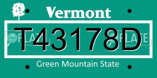 T43178D Vermont License Plate