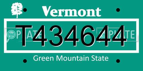 T434644 Vermont License Plate