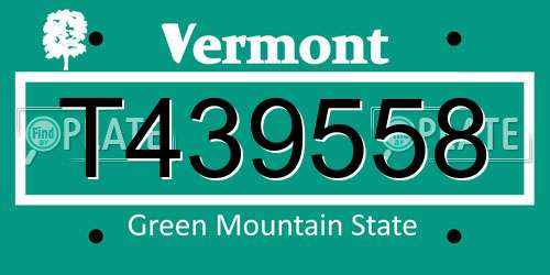 T439558 Vermont License Plate
