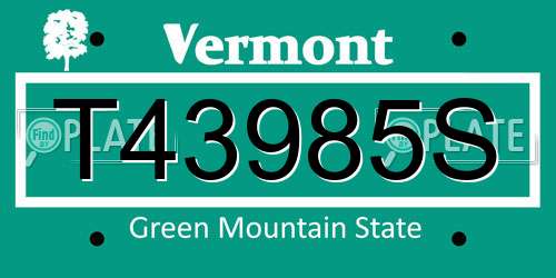 T43985S Vermont License Plate