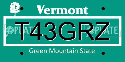 T43GRZ Vermont License Plate