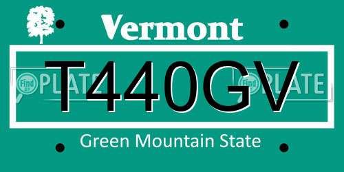 T440GV Vermont License Plate