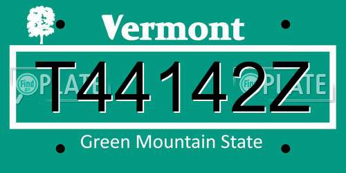 T44142Z Vermont License Plate