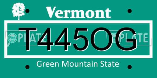 T445OG Vermont License Plate