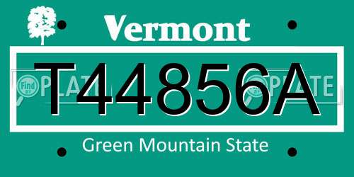 T44856A Vermont License Plate