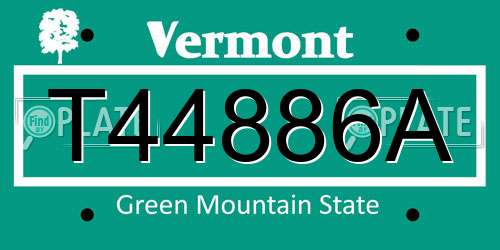 T44886A Vermont License Plate
