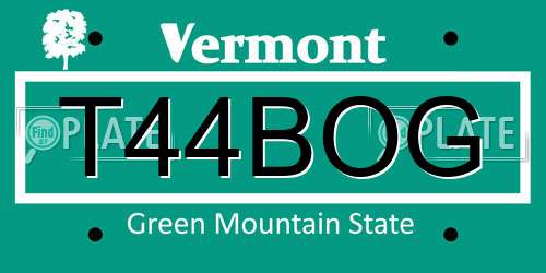 T44BOG Vermont License Plate