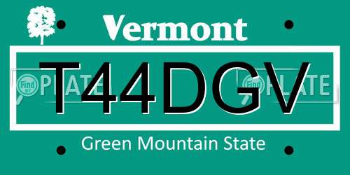T44DGV Vermont License Plate