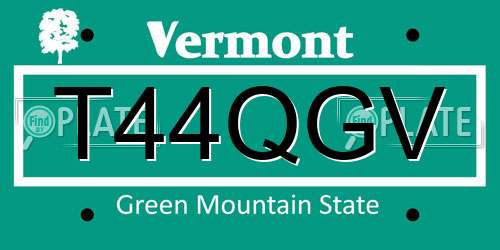 T44QGV Vermont License Plate