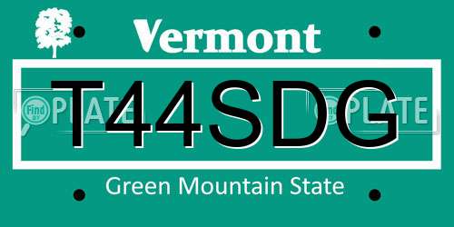 T44SDG Vermont License Plate
