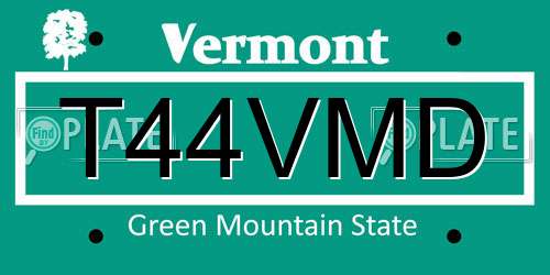 T44VMD Vermont License Plate