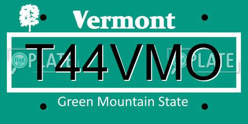 T44VMO Vermont License Plate