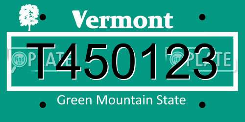 T450123 Vermont License Plate