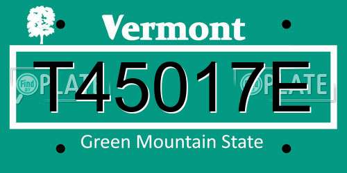 T45017E Vermont License Plate