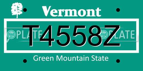 T4558Z Vermont License Plate