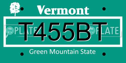 T455BT Vermont License Plate
