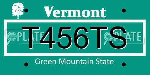 T456TS Vermont License Plate