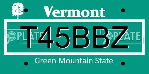T45BBZ Vermont License Plate